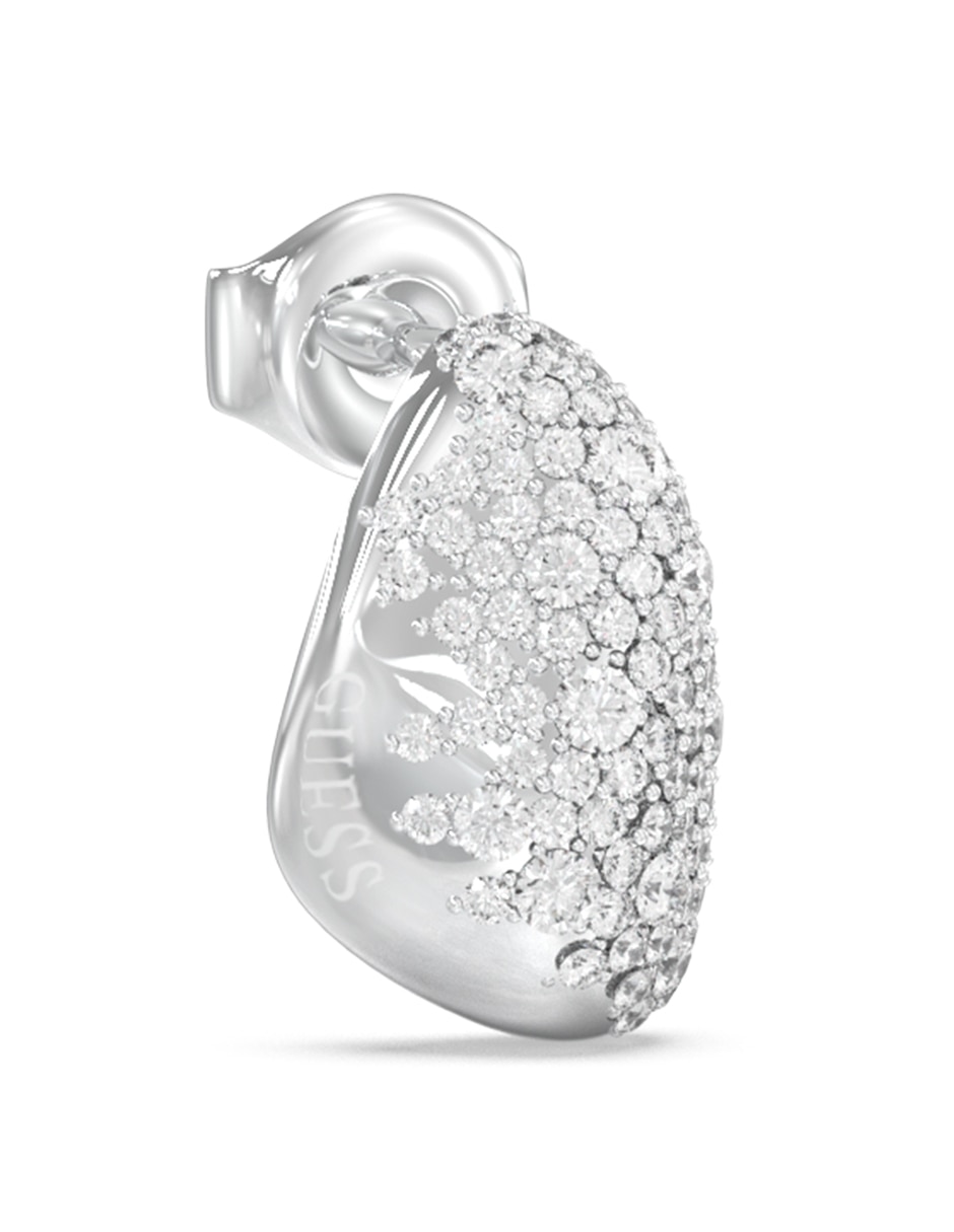 Arete corto Moon Drops de acero inoxidable con acabado pavé circonita 3