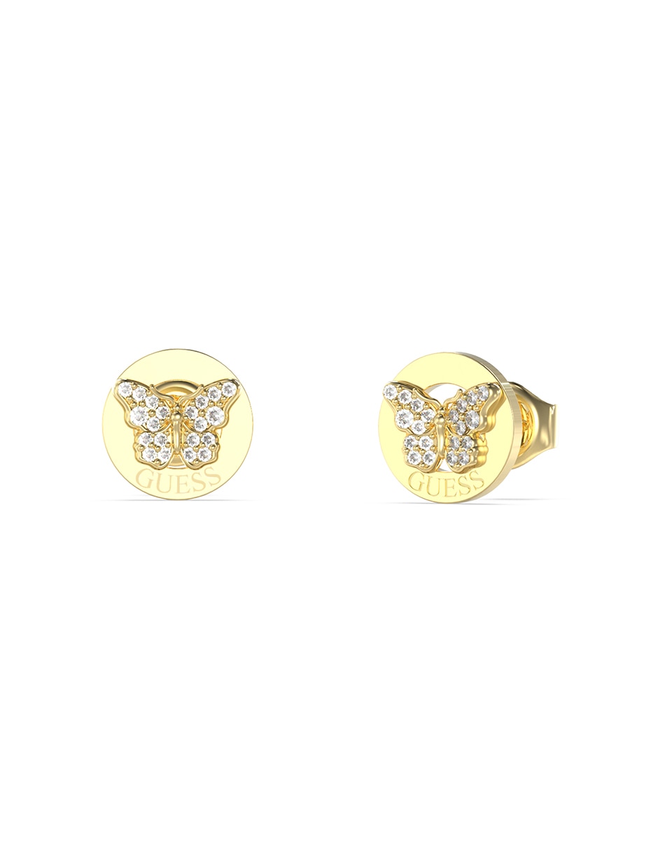Aretes cortos de mariposa con acabado pavé circonita