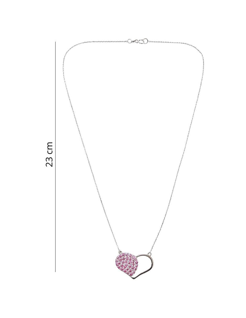 Aretes y collar de corazón de plata P 925 zirconia 5