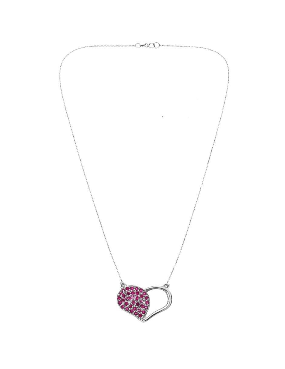 Aretes y collar de corazón de plata P 925 zirconia 4