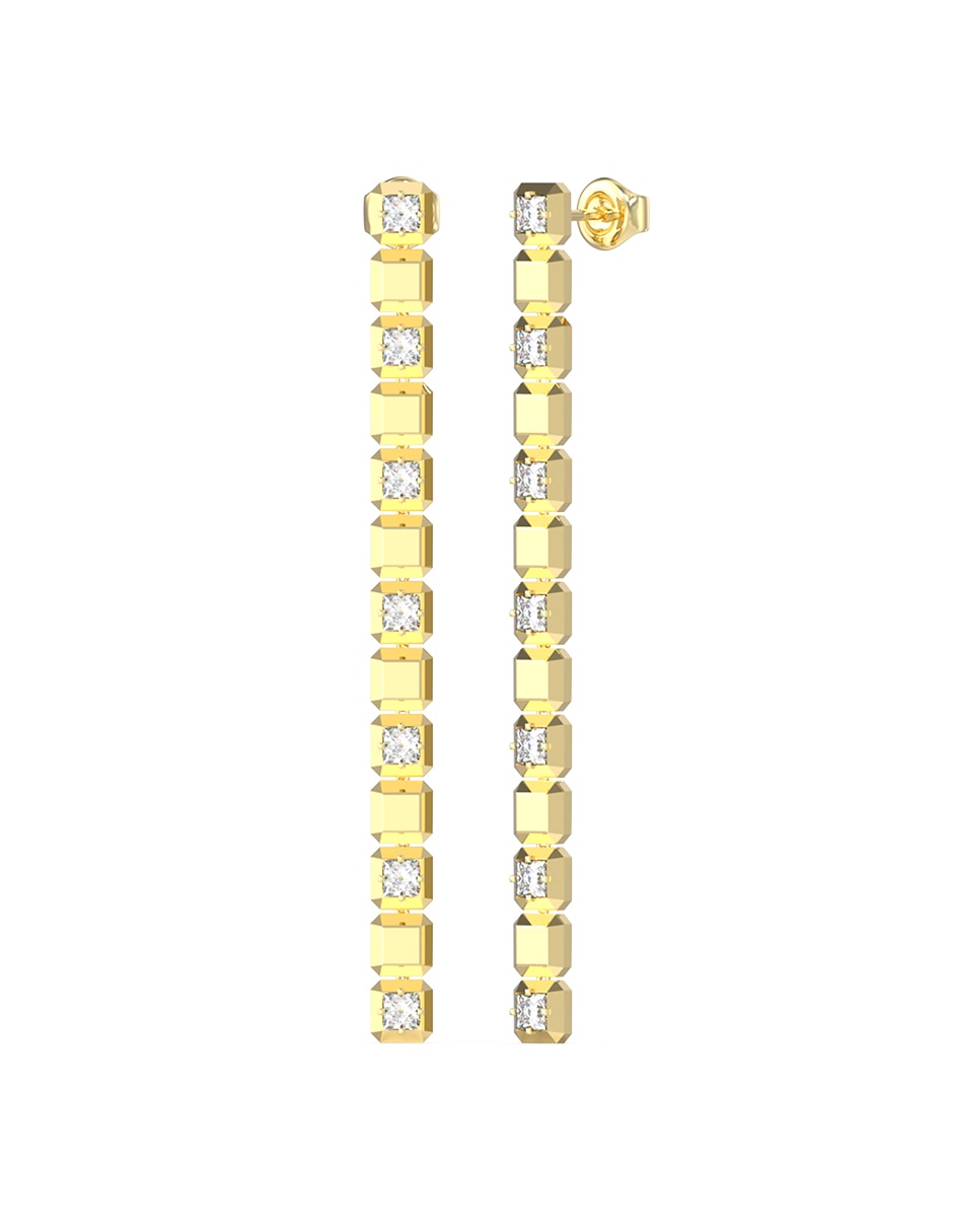 Aretes largos con acabado pavé circonita