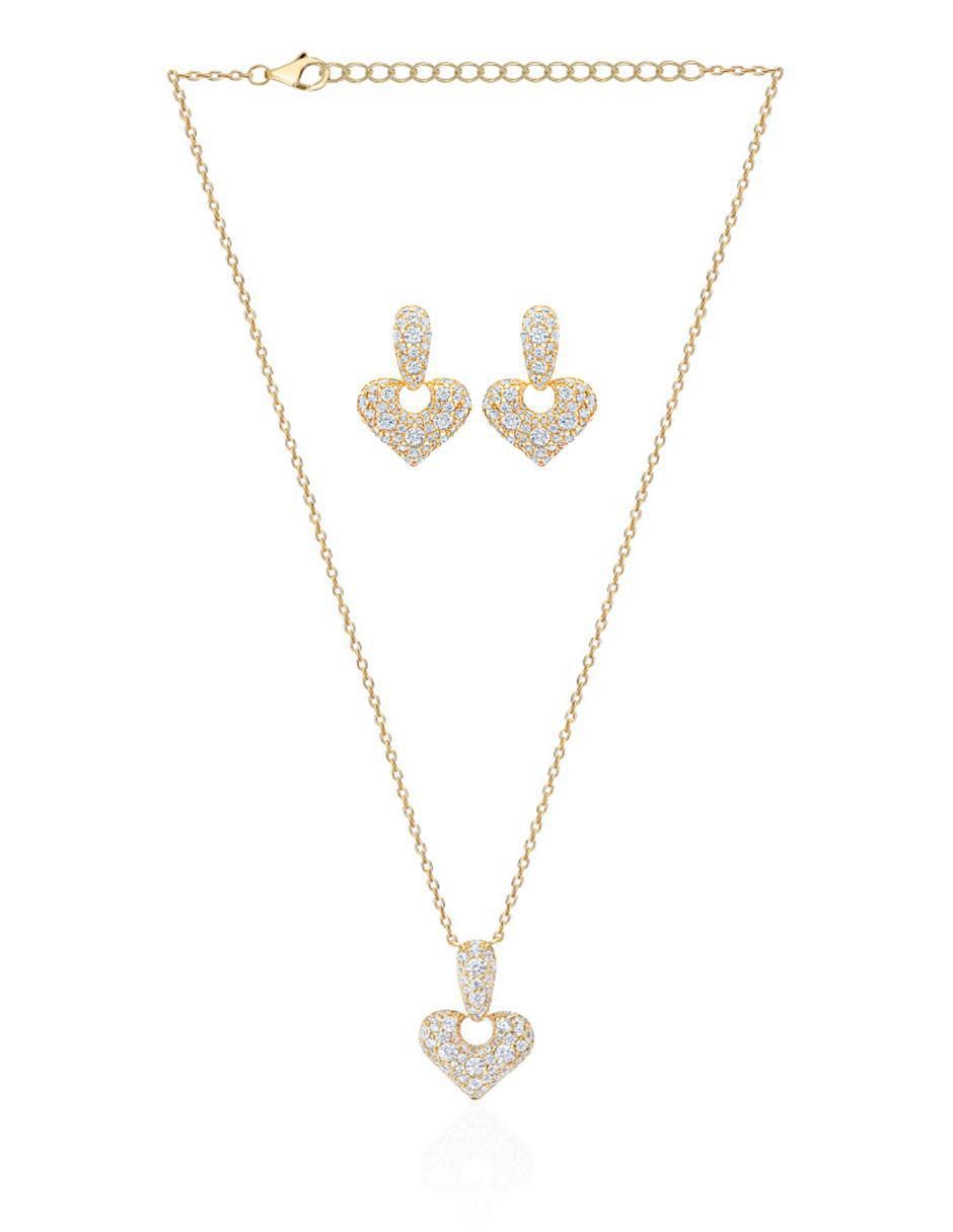 Aretes y collar de corazón de plata P 925 zirconia Aretes y collar de corazón de plata P 925 zirconia