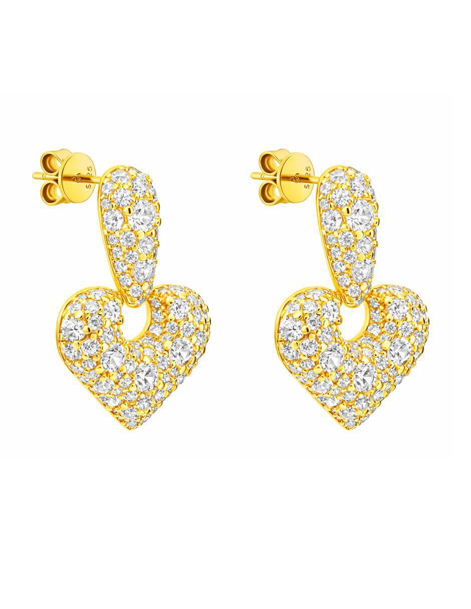 Aretes y collar de corazón de plata P 925 zirconia 3