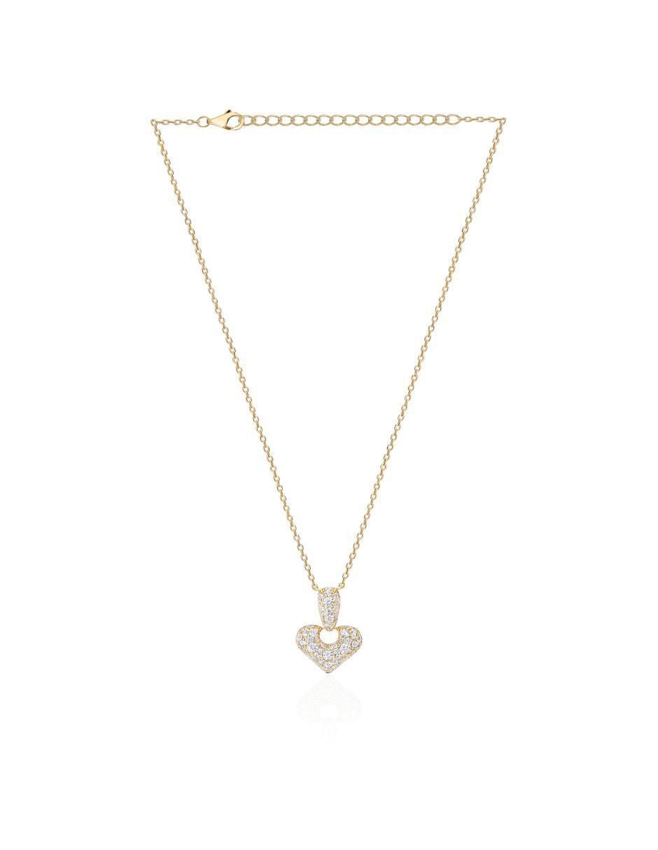 Aretes y collar de corazón de plata P 925 zirconia 6