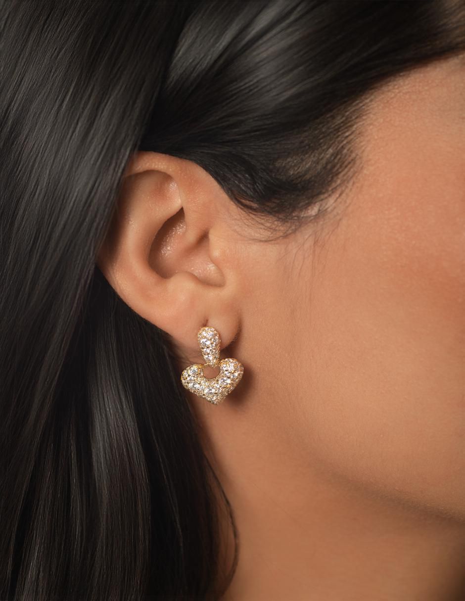 Aretes y collar de corazón de plata P 925 zirconia 7