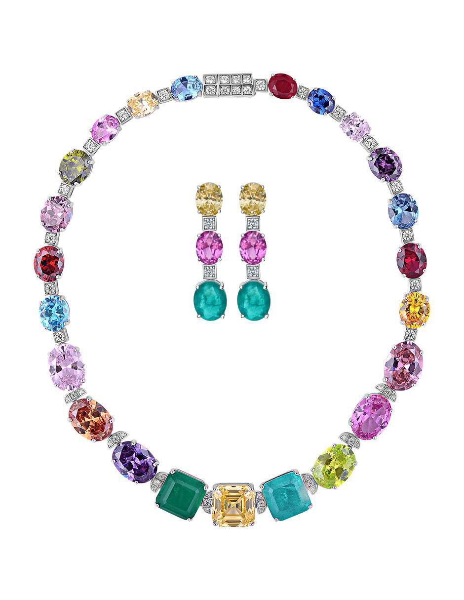 Aretes y collar de plata P 925 amatista