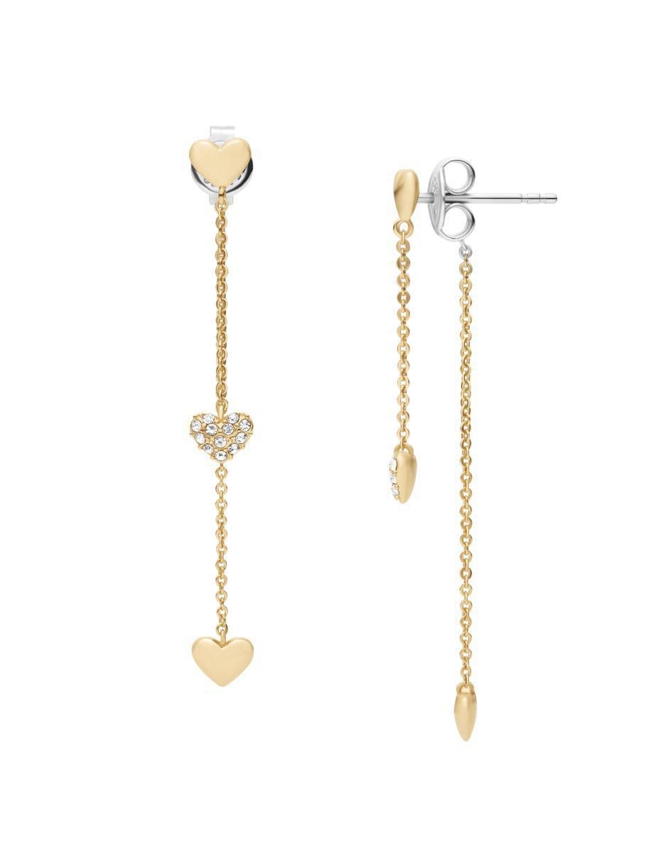 Aretes largos de corazón Sutton con acabado pulido cristal