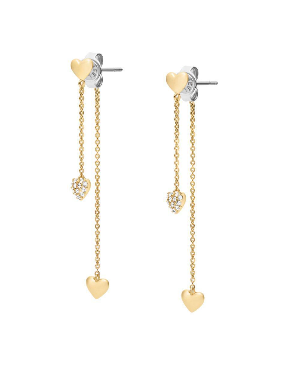 Aretes largos de corazón Sutton con acabado pulido cristal 2