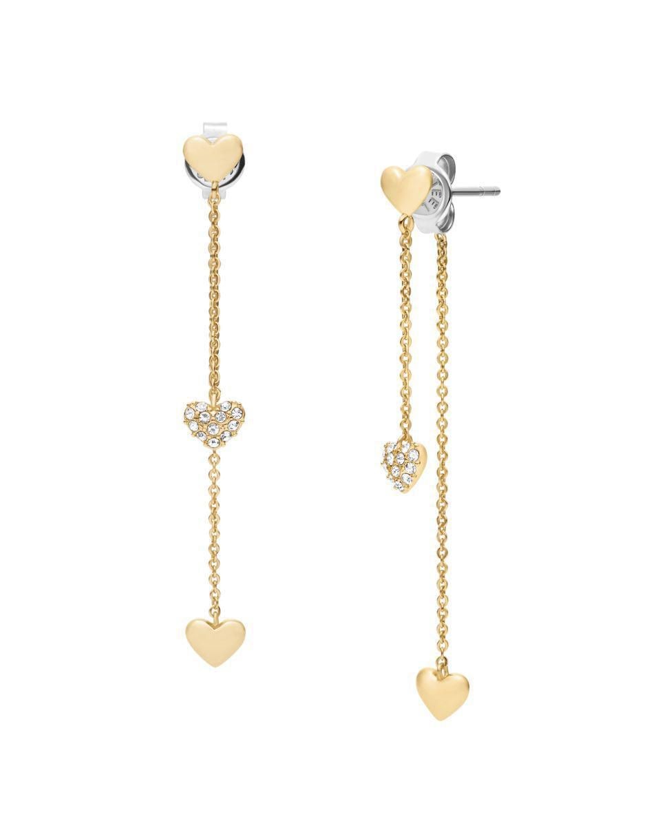 Aretes largos de corazón Sutton con acabado pulido cristal 3