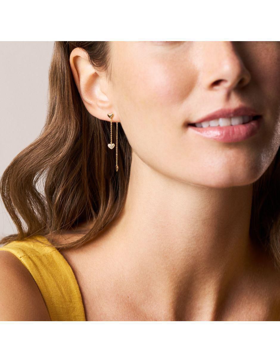 Aretes largos de corazón Sutton con acabado pulido cristal 4