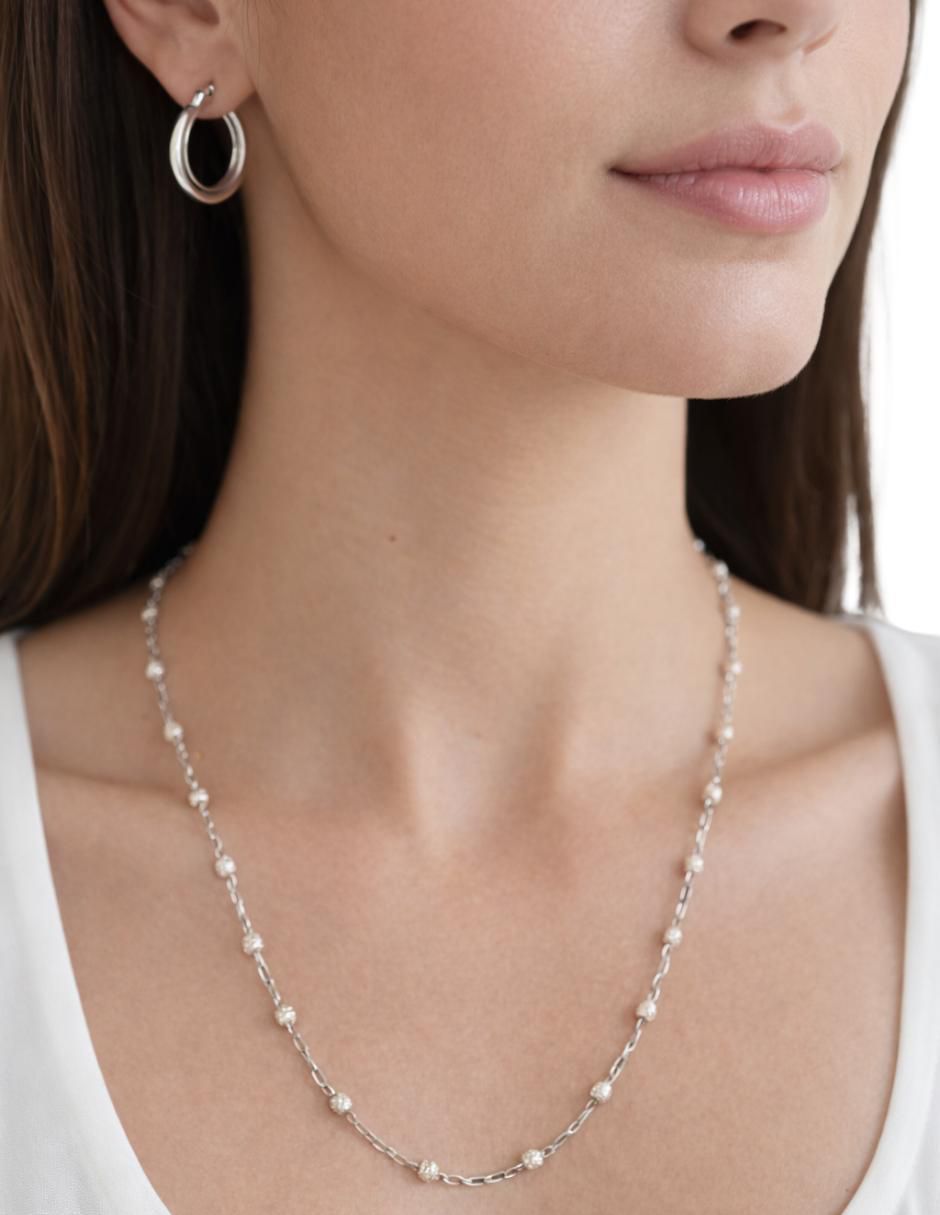 Aretes y collar circular de plata P 925 5