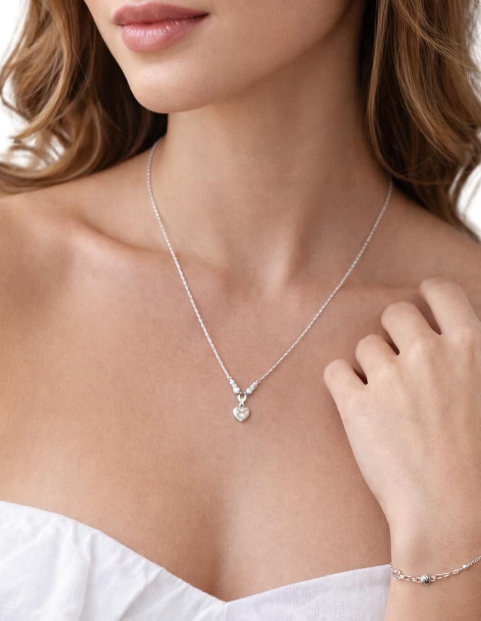 Collar y pulsera de corazón de plata P 925 6