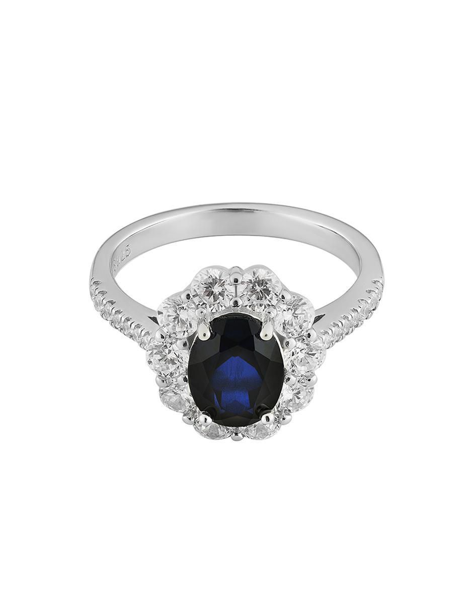 Anillo P 925 de plata zafiro brillante