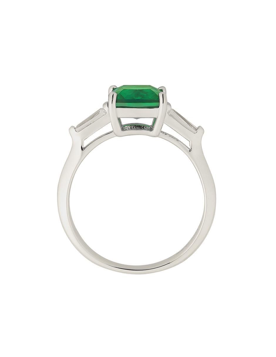 Anillo P 925 de plata esmeralda liso 4