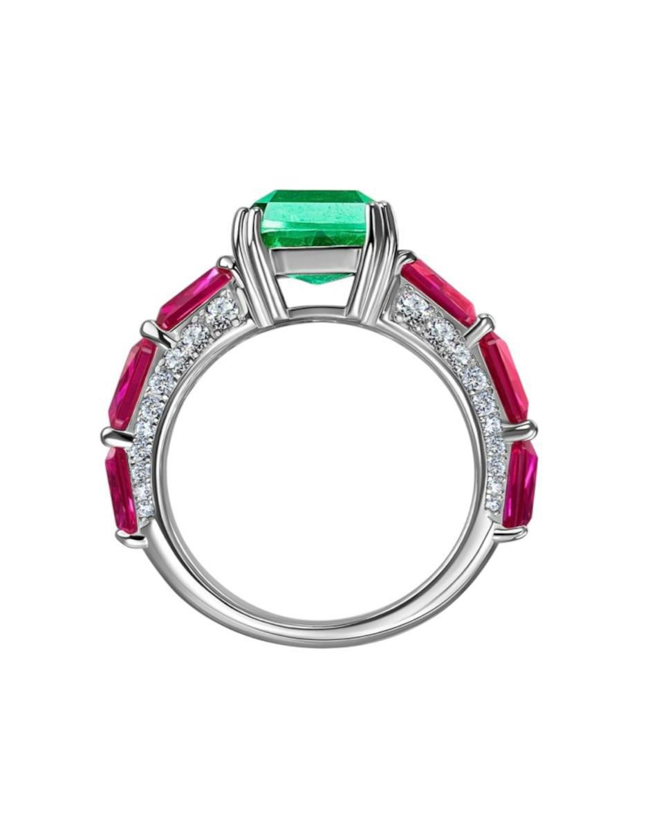 Anillo P 925 de plata esmeralda brillante 3