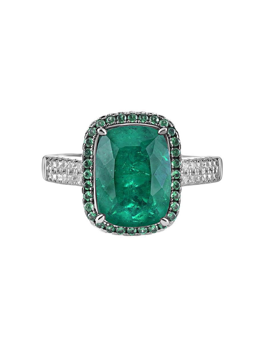 Anillo P 925 de plata esmeralda brillante