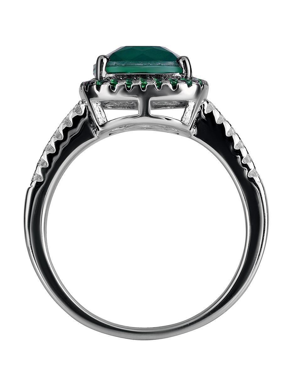 Anillo P 925 de plata esmeralda brillante 3