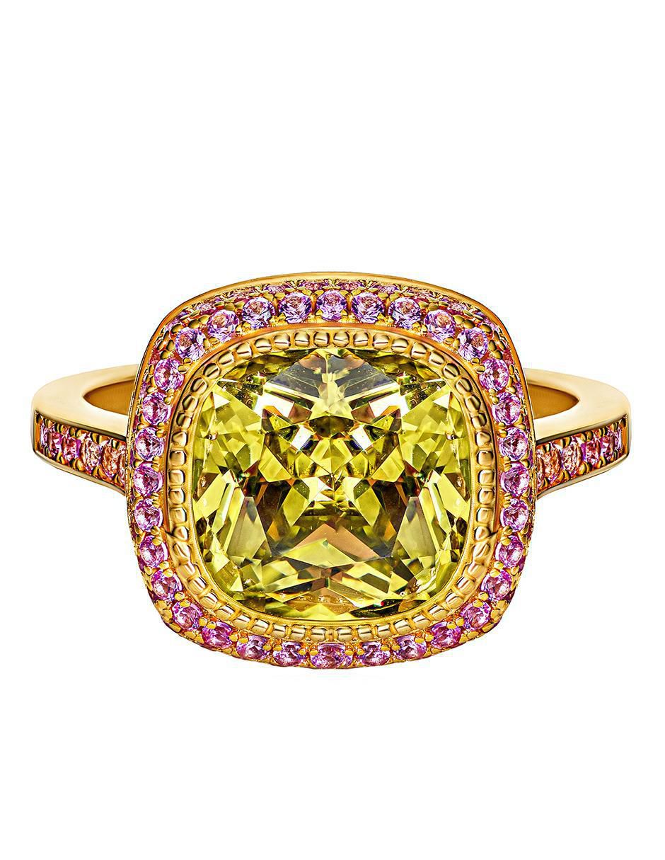 Anillo P 925 de plata peridoto chapa de oro Anillo P 925 de plata peridoto chapa de oro