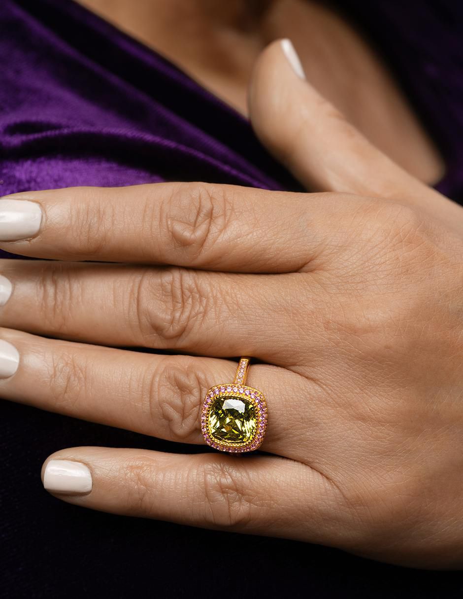 Anillo P 925 de plata peridoto chapa de oro 4