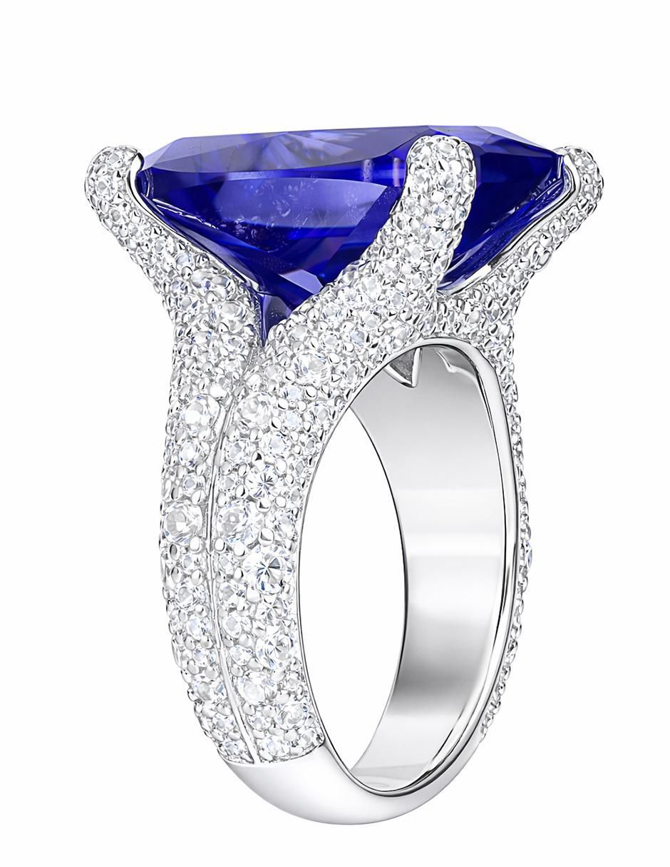 Anillo P 925 de plata zafiro pavé 2