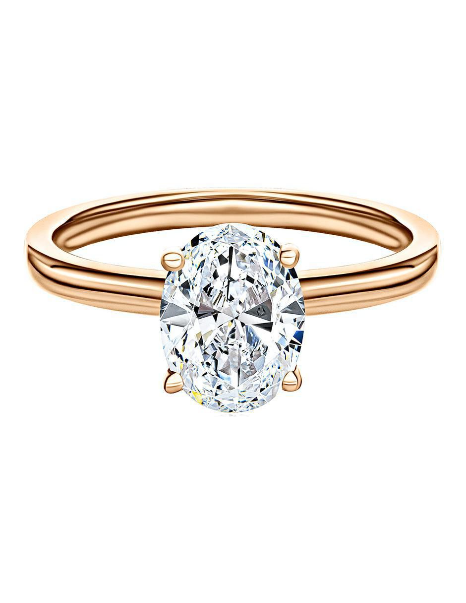 Anillo 14 k de oro amarillo moissanita brillante