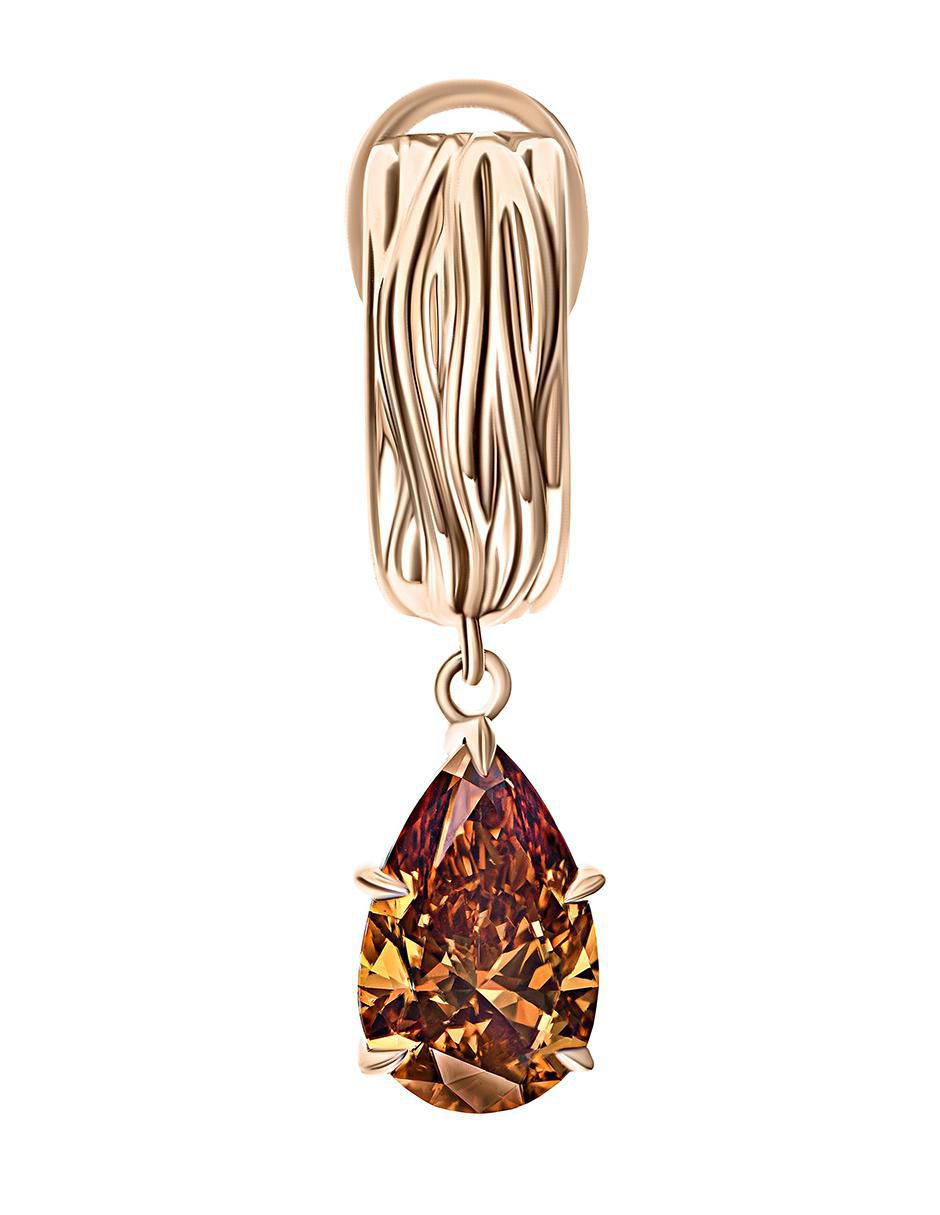 Arete individual de gota de oro amarillo 18 k con acabado brillante Arete individual de gota de oro amarillo 18 k con acabado brillante