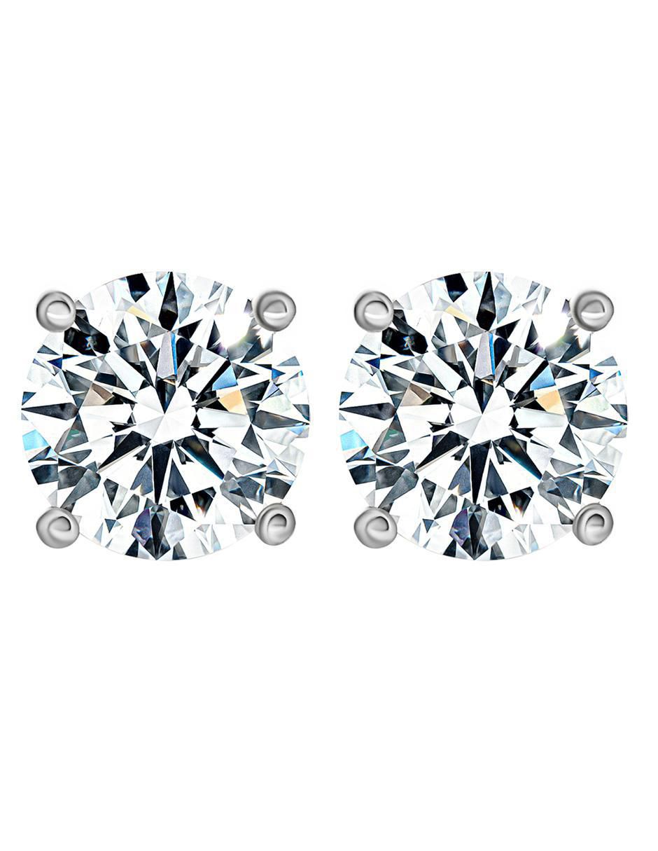Broqueles circulares de plata con acabado brillante moissanita Broqueles circulares de plata con acabado brillante moissanita