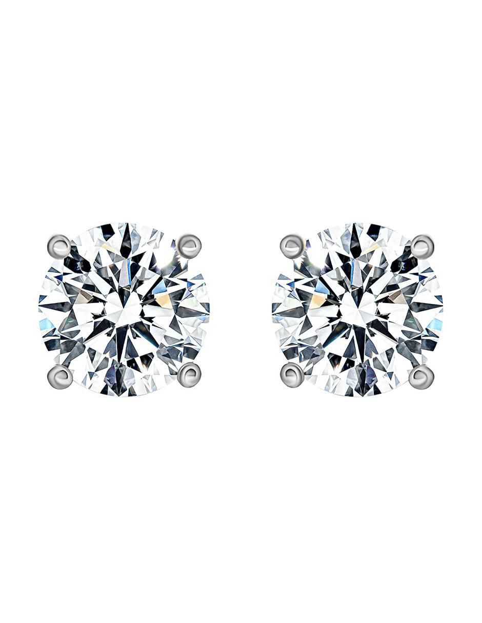 Broqueles circulares de plata P 925 con acabado brillante moissanita
