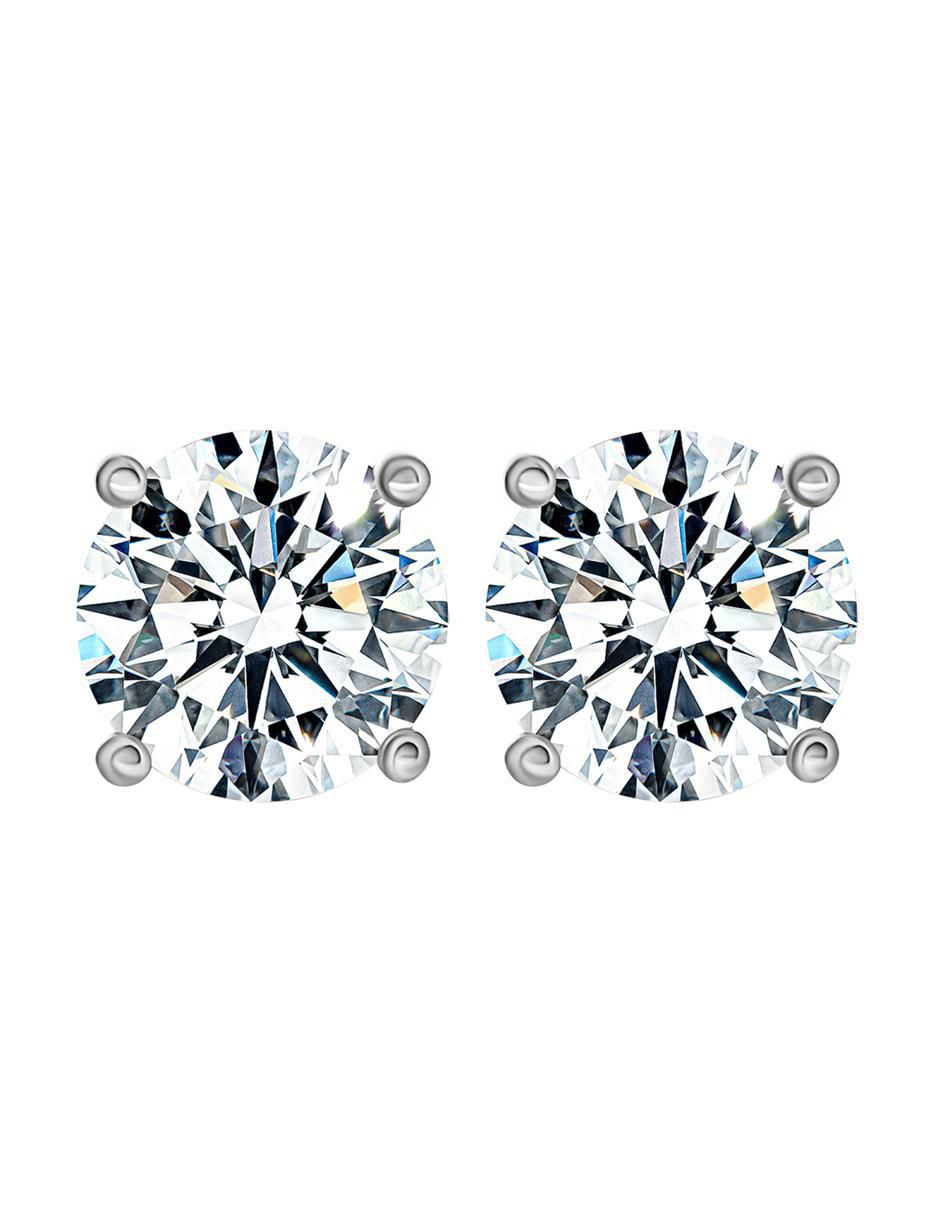 Broqueles circulares de plata con acabado brillante moissanita