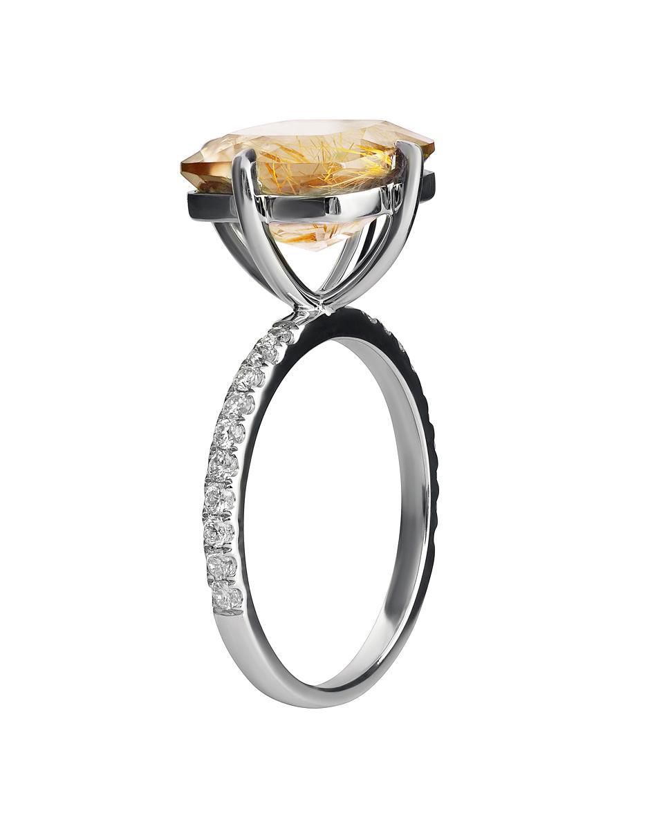 Anillo 14 k de oro blanco diamante brillante 2