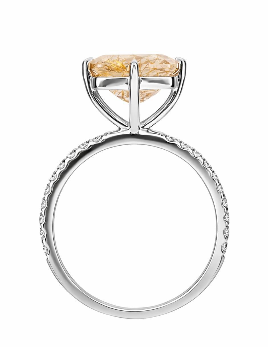 Anillo 14 k de oro blanco diamante brillante 3