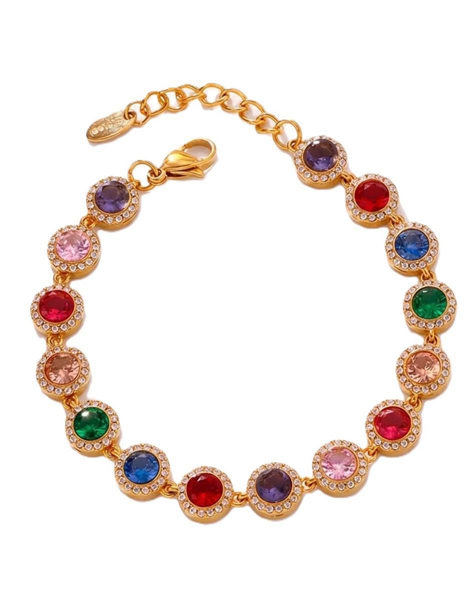 Pulsera de oro laminado con zirconia cúbica 18 K acabado brillante