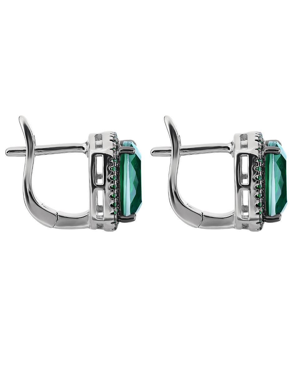 Aretes y collar de plata P 925 esmeralda 4
