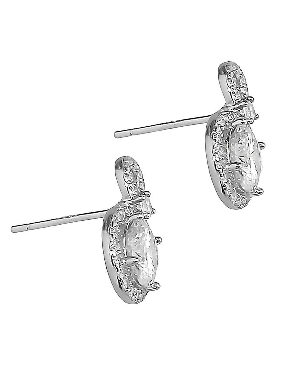 Aretes cortos de plata P 925 con acabado baño de rodio diamante de laboratorio 2