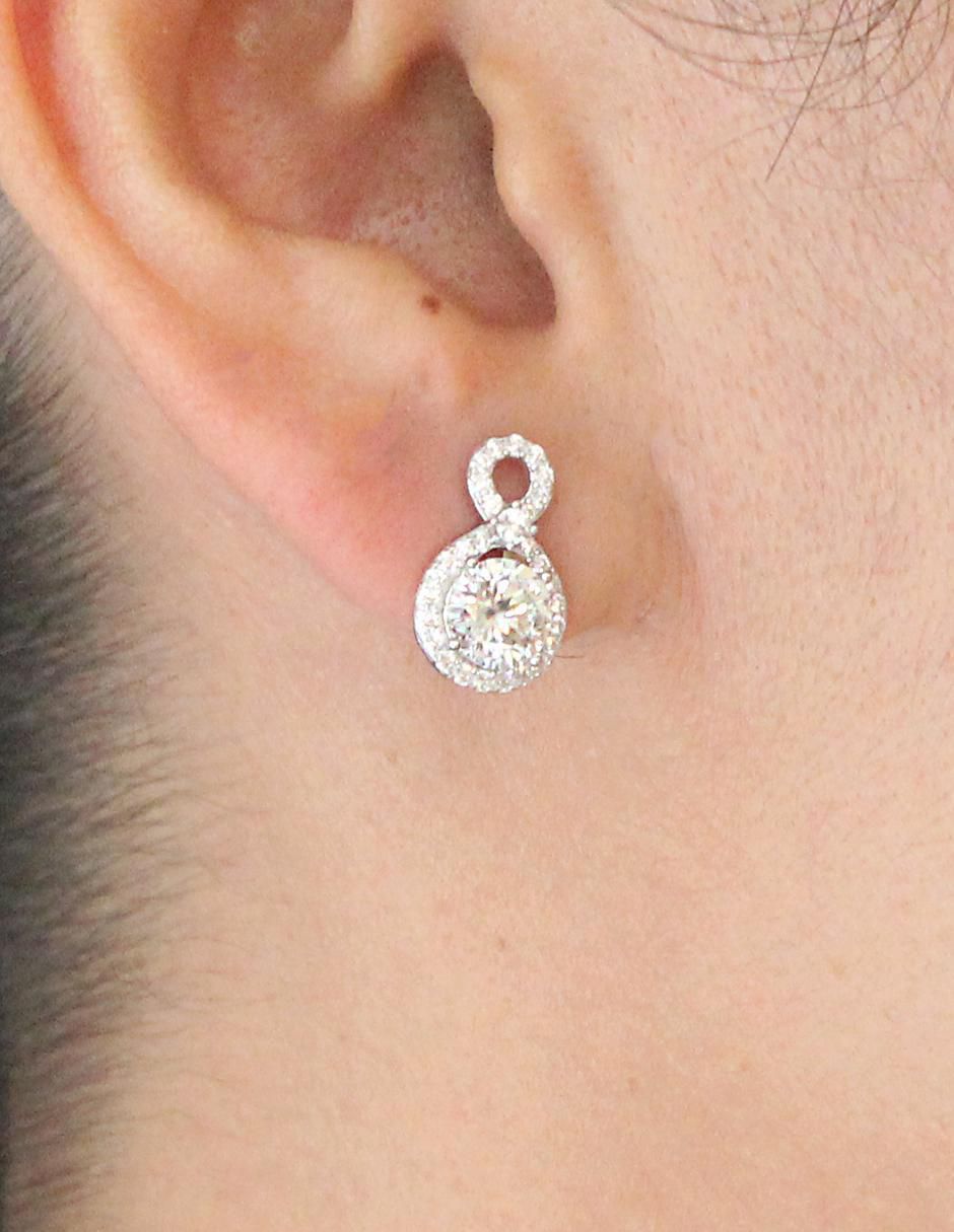 Aretes cortos de plata P 925 con acabado baño de rodio diamante de laboratorio 3