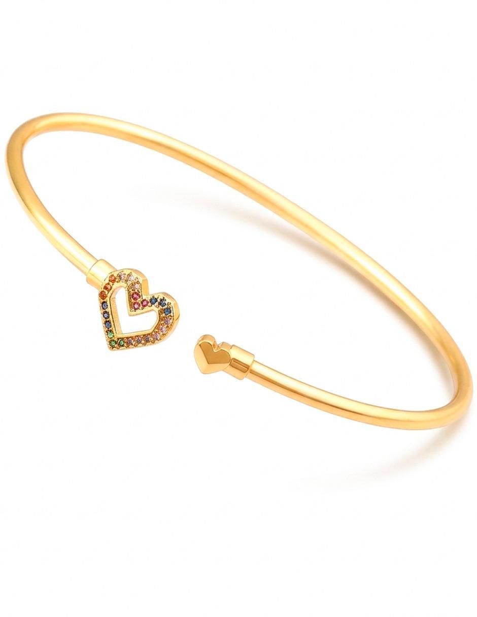 Brazalete de oro laminado con zirconia cúbica 18 K brillante
