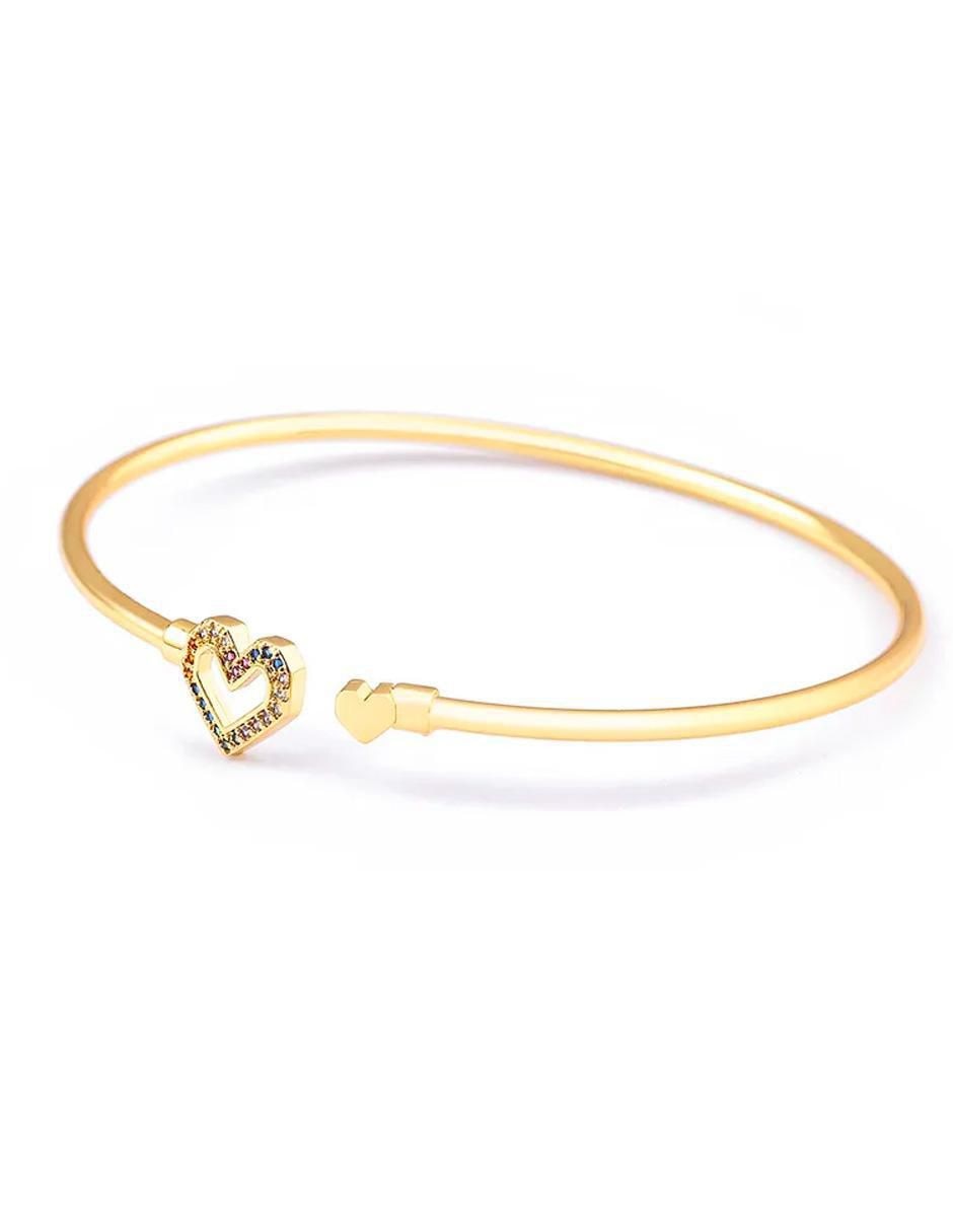 Brazalete de oro laminado con zirconia cúbica 18 K brillante 2