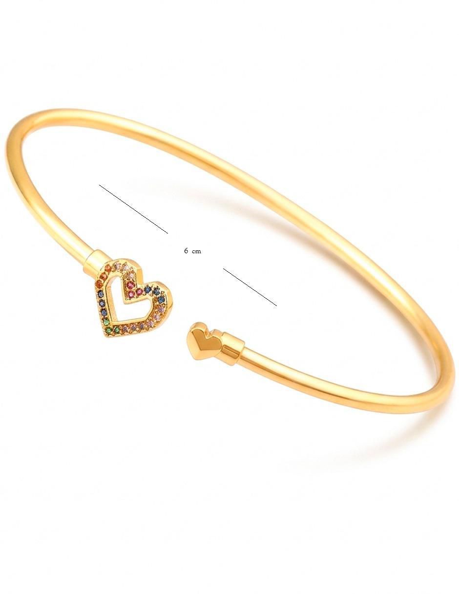 Brazalete de oro laminado con zirconia cúbica 18 K brillante 4