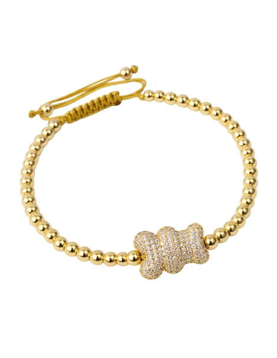 Pulsera con zirconia acabado baño de oro de 18 k