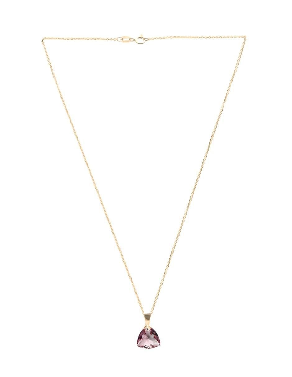 Aretes y collar triangular Aurore baño de oro 18 k cristal 6