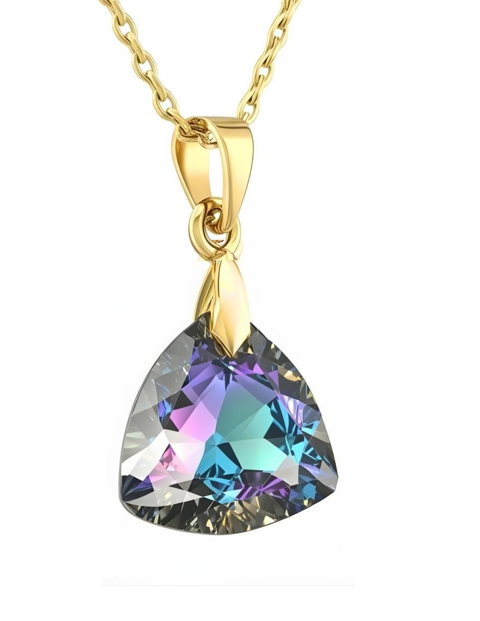 Aretes y collar triangular Aurore baño de oro 18 k cristal 3