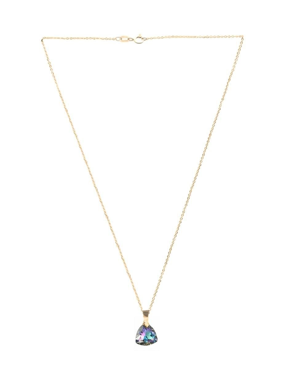 Aretes y collar triangular Aurore baño de oro 18 k cristal 6