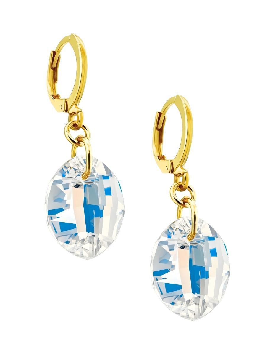 Aretes y collar ovalado Aurore baño de oro 18 k cristal 4