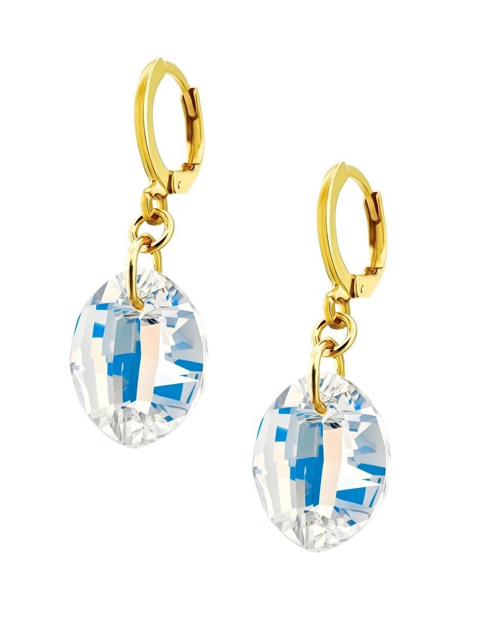 Aretes y collar ovalado Aurore baño de oro 18 k cristal 5
