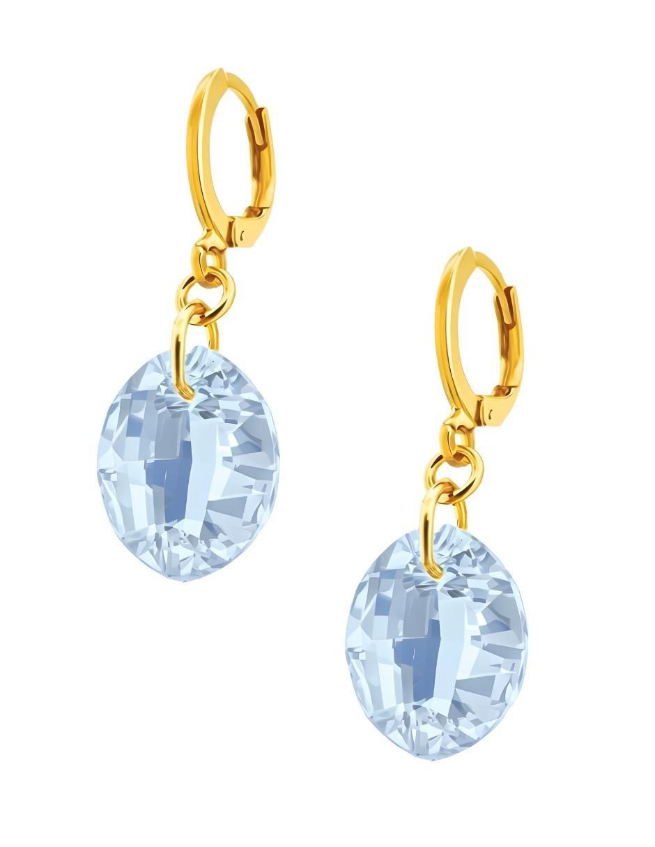 Aretes y collar ovalado Aurore baño de oro 18 k cristal 5