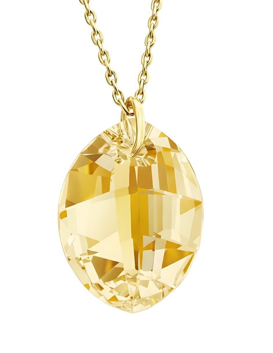 Aretes y collar ovalado Aurore baño de oro 18 k cristal 3