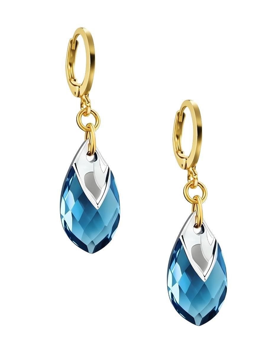 Aretes y collar de gota Aurore baño de oro 18 k cristal 5
