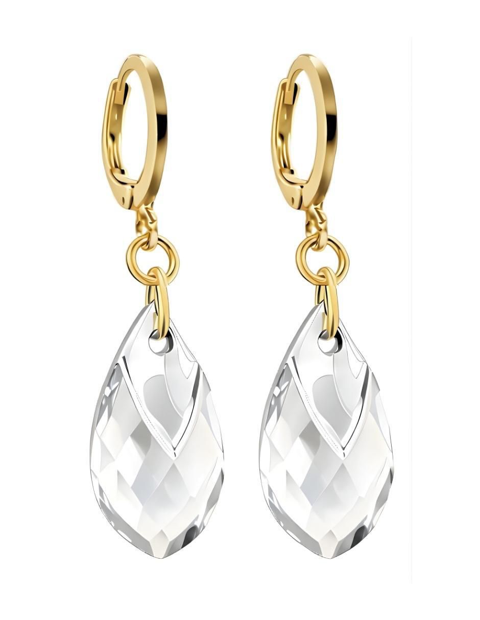 Aretes y collar de gota Aurore baño de oro 18 k cristal 5