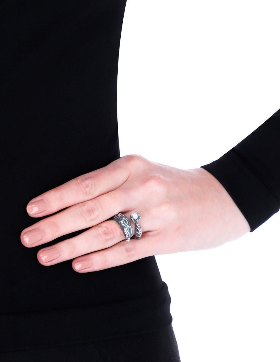Anillo con gema de pato México P 925 de plata rubí y perla brillante