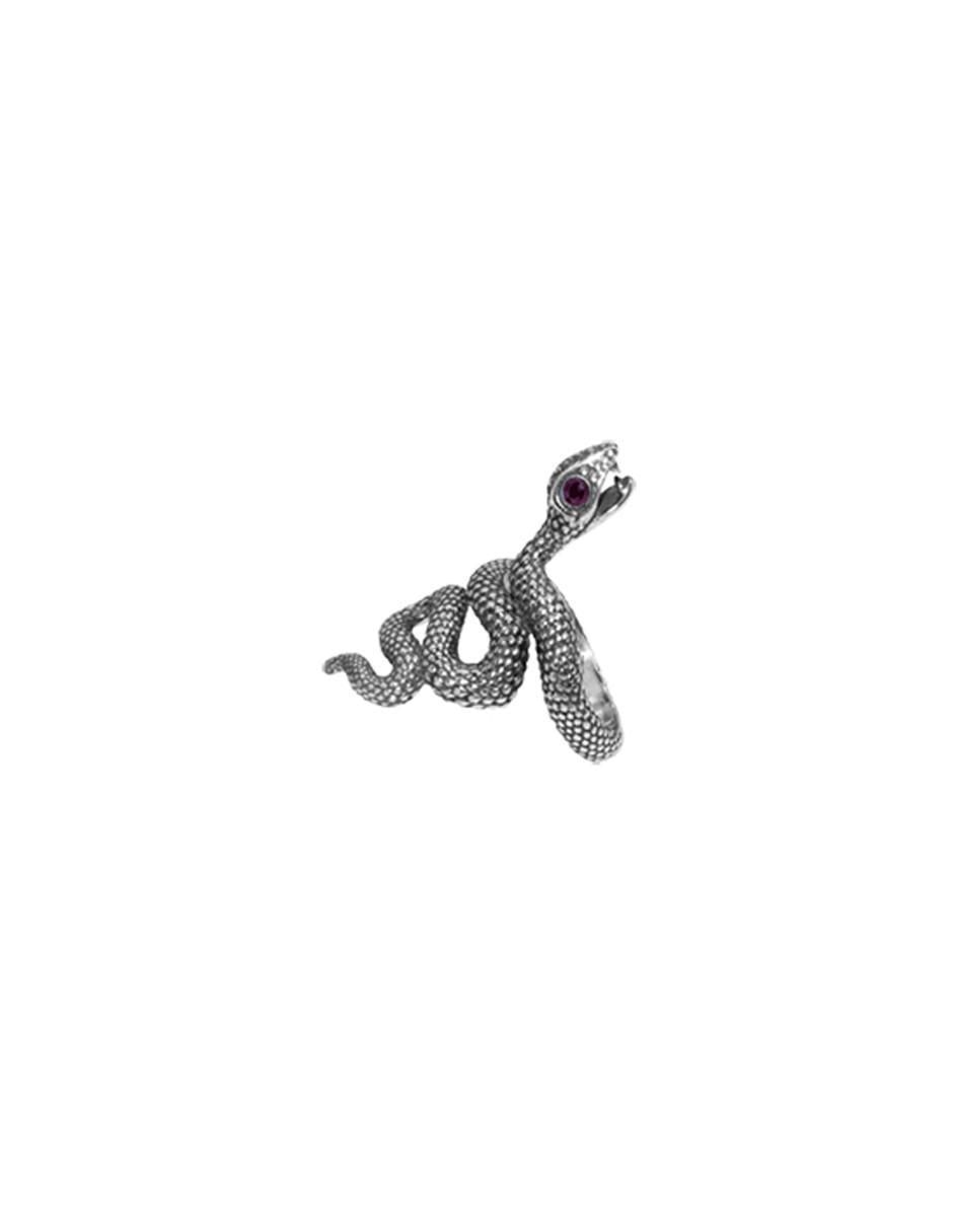 Anillo con gema de serpiente México P 925 de plata rubí brillante